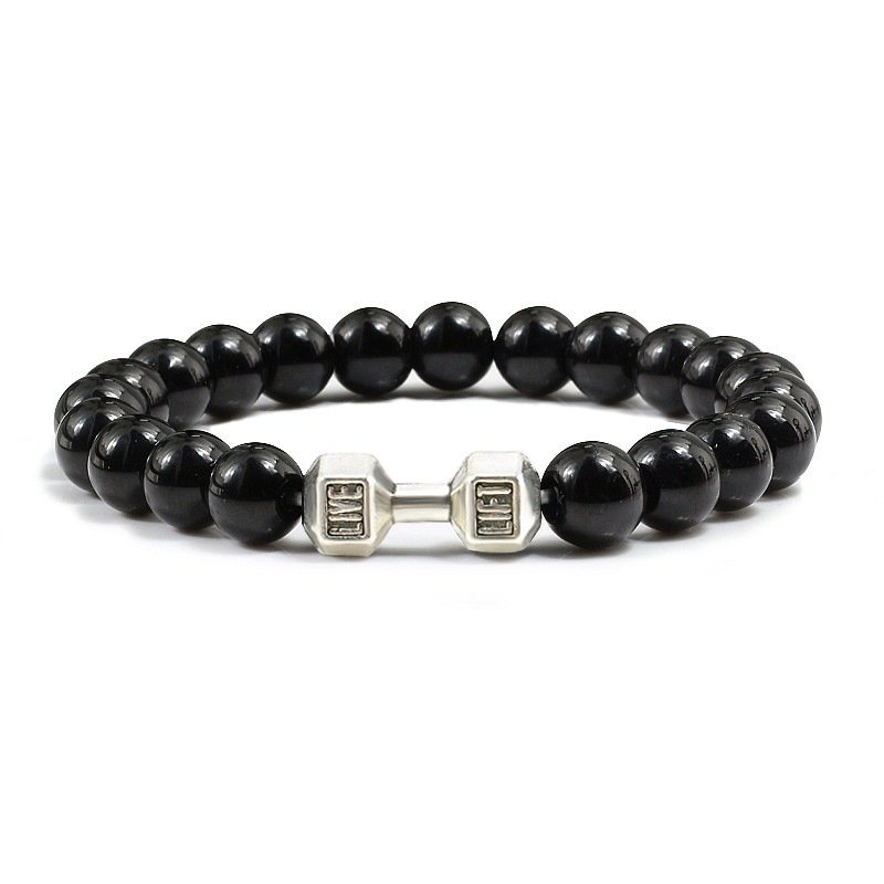 22fa5bb2-f01f-4c85-b4b6-0eb5603ce934.jpg Turquoise Energy Gun Black Electroplated Alloy Barbell Bracelet