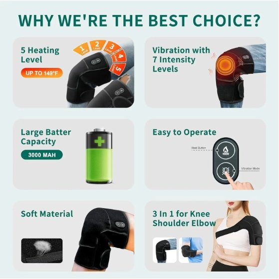 75a80f91-43fa-49d2-8e53-4ba3304c7401.jpg Eated Knee Massager With Vibration, Cordless Heating Pad For Knees, Shoulders And Elbows To Relieve Deep Tissue Pressure, Knee Warming Kit, Heated Knee Pads For Men, Women And Seniors
