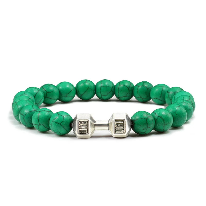 09803fd1-817a-429f-8a35-d301468fa38b.jpg Turquoise Energy Gun Black Electroplated Alloy Barbell Bracelet
