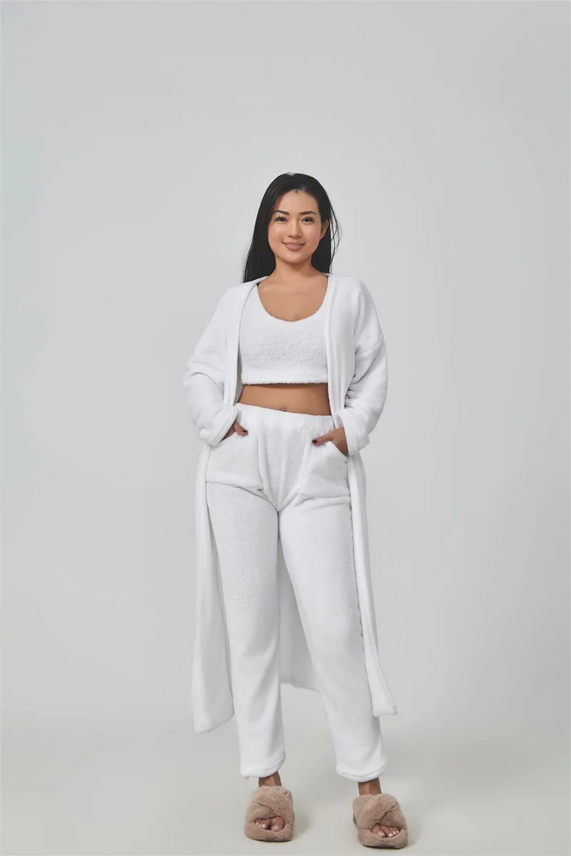 fa9a4dab-aa61-47db-9a43-96ff72881196.jpg Cozy Pajama Set, 3 Piece Lounge Set, Cute Loungewear, Warm Suit Sets, Matching Set, Lounge Set, 3 Piece Pant Sets, Women Winter Dress
